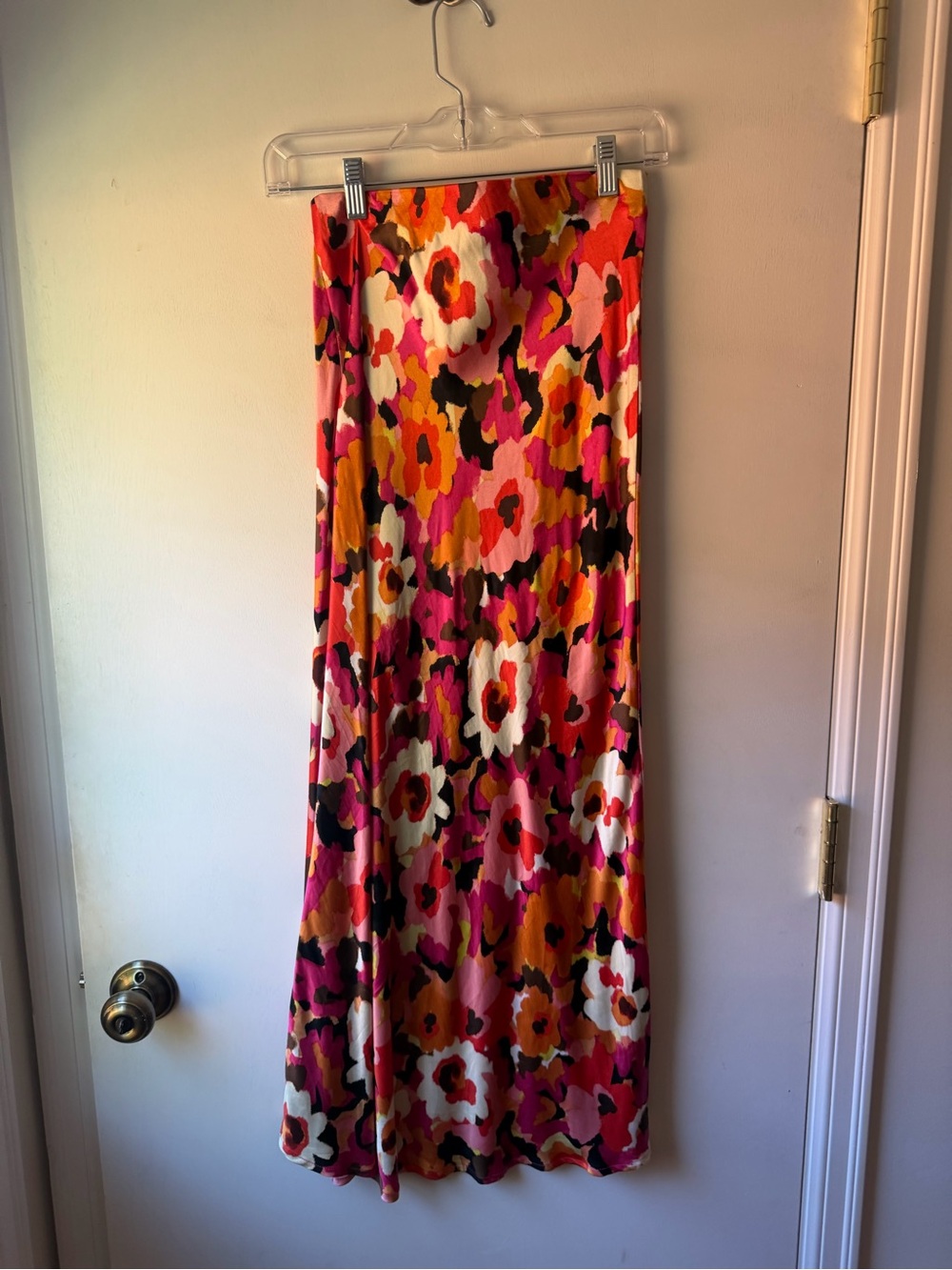 ASTR Floral Maxi Skirt in Pink & Orange
